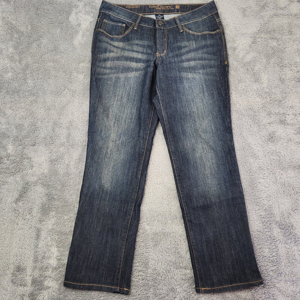 Faded Glory Jeans Womens‎ 16P Dark Wash Straight Leg 5 Pocket Stretch fl30906dd